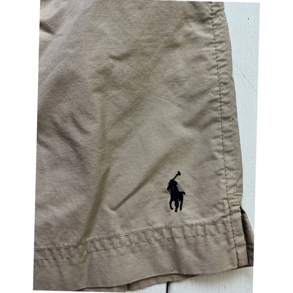 Polo Sport Ralph Lauren Mens XL Tan Khaki Swim Trunks Mesh Lined Pony Shorts